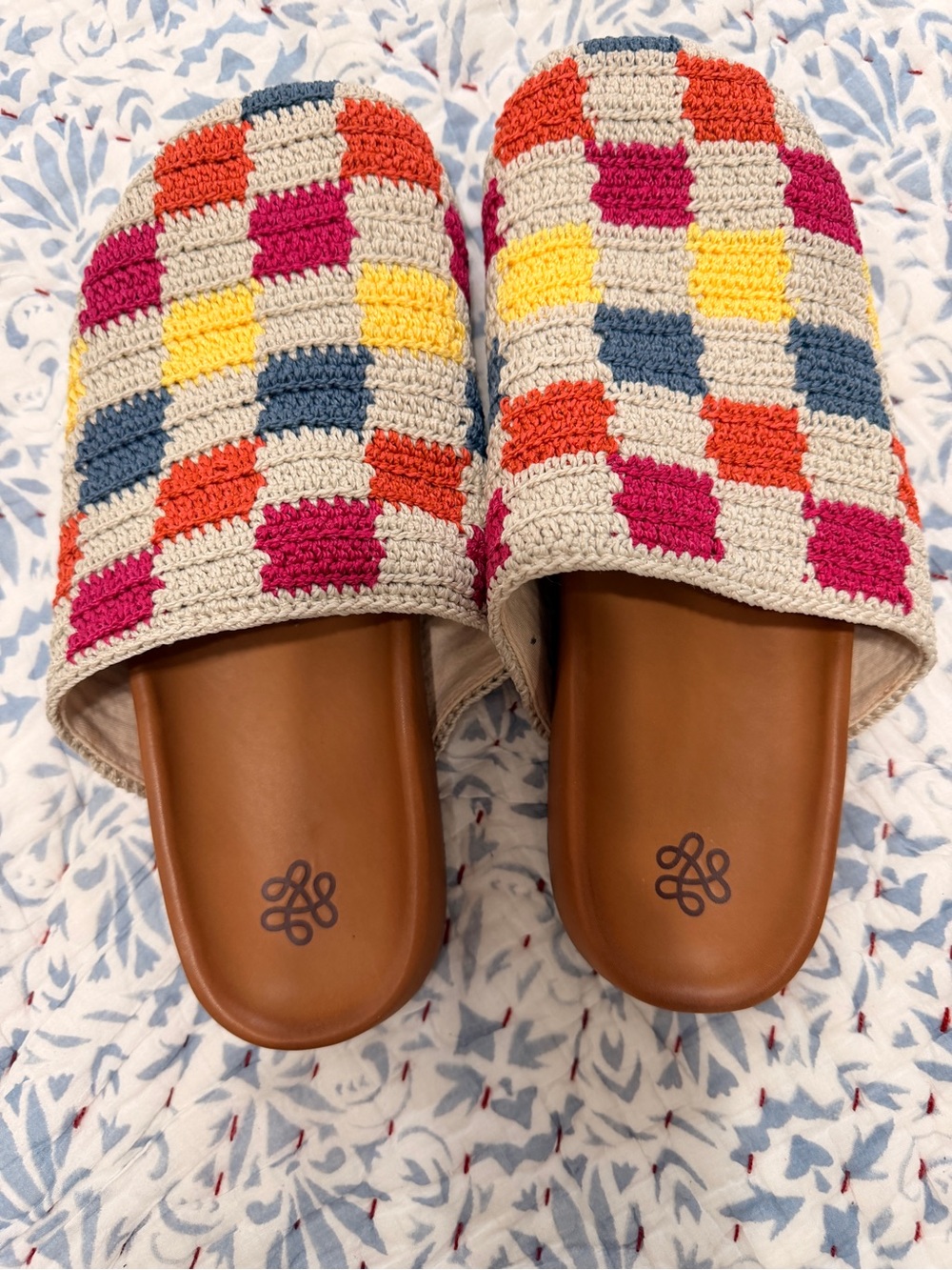 The Sak Crochet Slide Mules in Beige, Pink, Red, Yellow & Blue